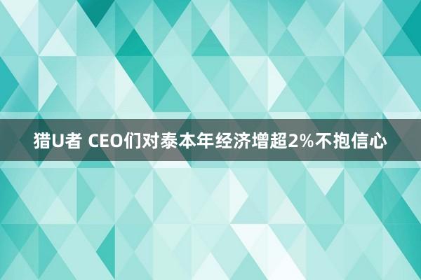 猎U者 CEO们对泰本年经济增超2%不抱信心