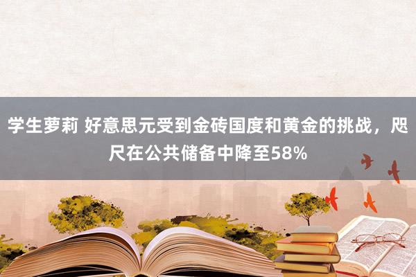 学生萝莉 好意思元受到金砖国度和黄金的挑战，咫尺在公共储备中降至58%