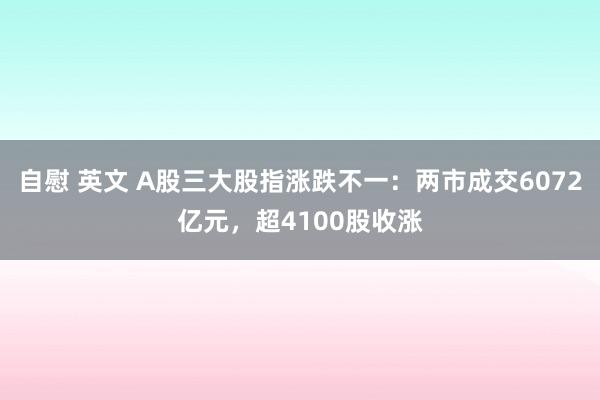 自慰 英文 A股三大股指涨跌不一：两市成交6072亿元，超4100股收涨