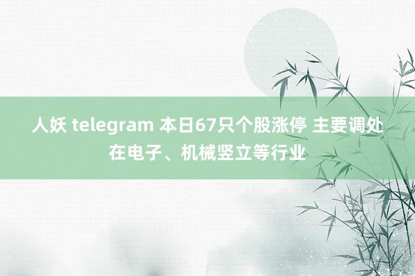 人妖 telegram 本日67只个股涨停 主要调处在电子、机械竖立等行业