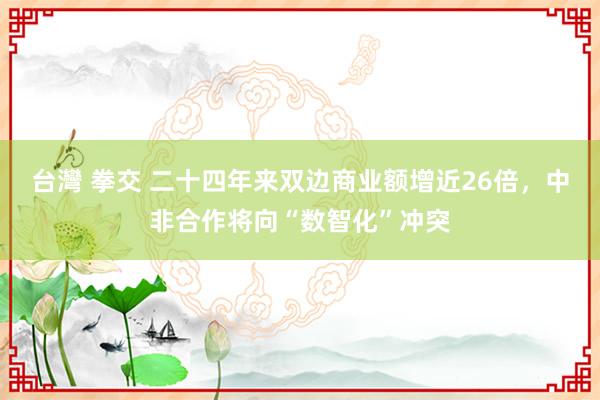 台灣 拳交 二十四年来双边商业额增近26倍，中非合作将向“数智化”冲突