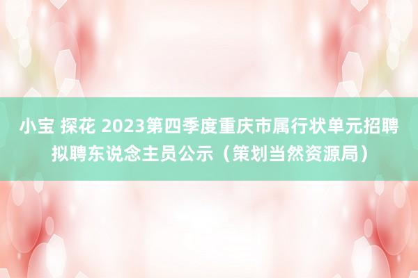 小宝 探花 2023第四季度重庆市属行状单元招聘拟聘东说念主员公示（策划当然资源局）